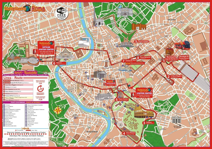 map hop on hop off bus rome